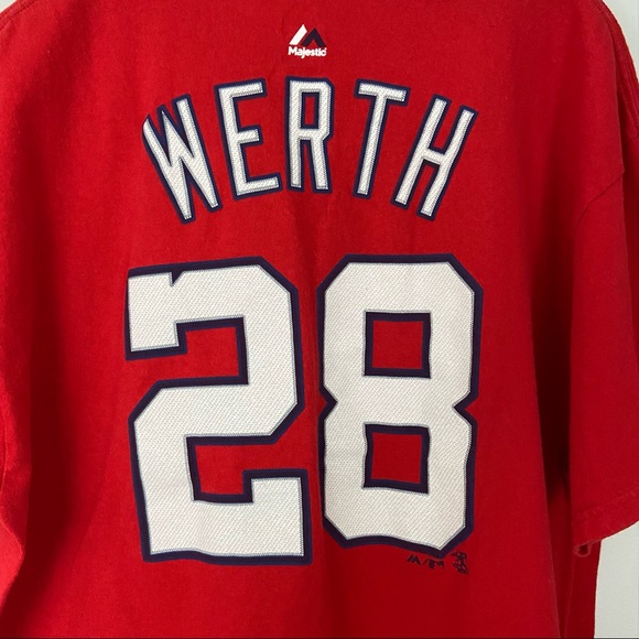 Washington Nationals MLB Jayson Werth #28 Red T Shirt Crew Neck Mens XL BASEBALL - Picture 9 of 12